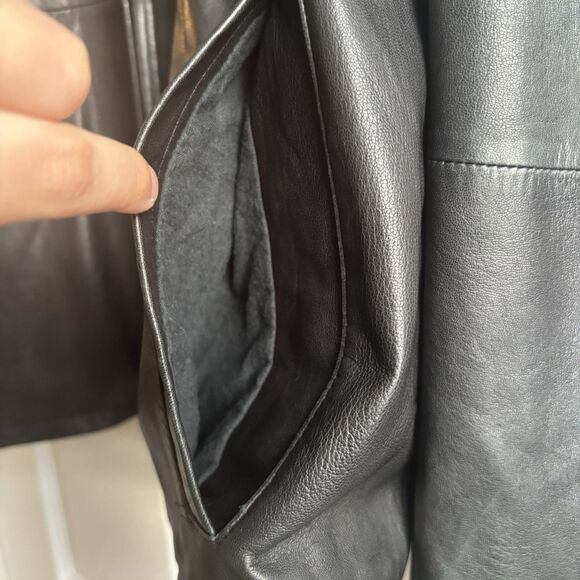 DKNY Leather Black Jacket Modern Genuine Leather Men's M (Woman’s L) Soft Lining - Picture 5 of 10